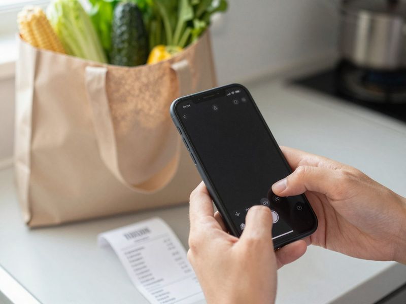 Telefon tar bilde av en kvittering