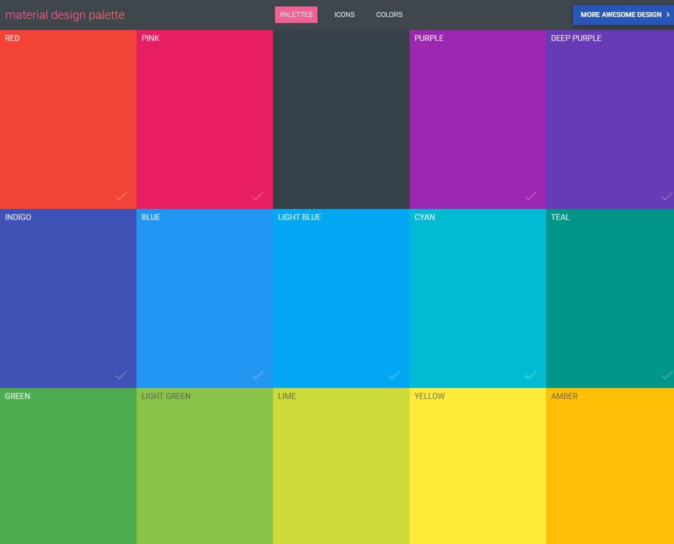 Webdesign / materialpalette
